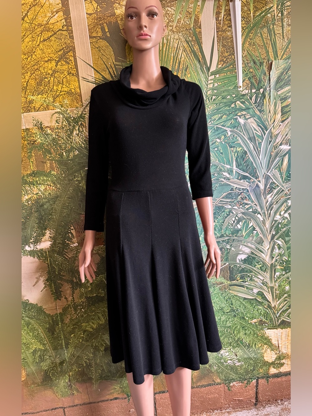 Forever Black Cowl Neck Fit-and-Flare Dress